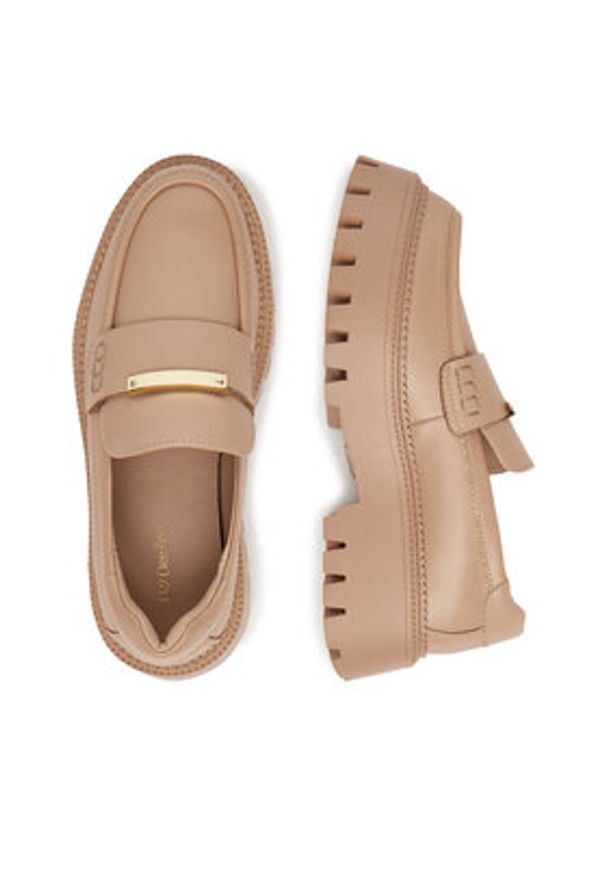 DeeZee Loafersy HY19001-2 Beżowy. Kolor: beżowy. Materiał: skóra