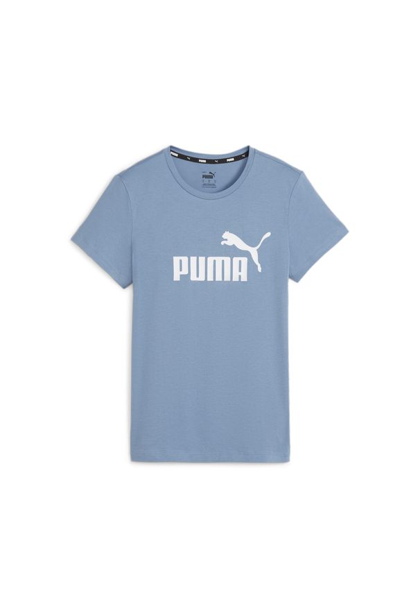 Puma - Damska koszulka z logo Essentials PUMA Zen Blue. Kolor: niebieski. Materiał: bawełna. Długość rękawa: krótki rękaw. Długość: krótkie