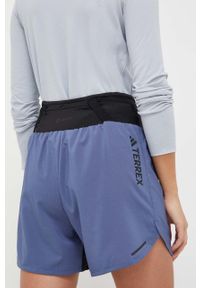 adidas TERREX szorty sportowe Agravic damskie kolor niebieski z nadrukiem high waist. Stan: podwyższony. Kolor: niebieski. Materiał: tkanina, skóra, materiał. Wzór: nadruk. Styl: sportowy #3