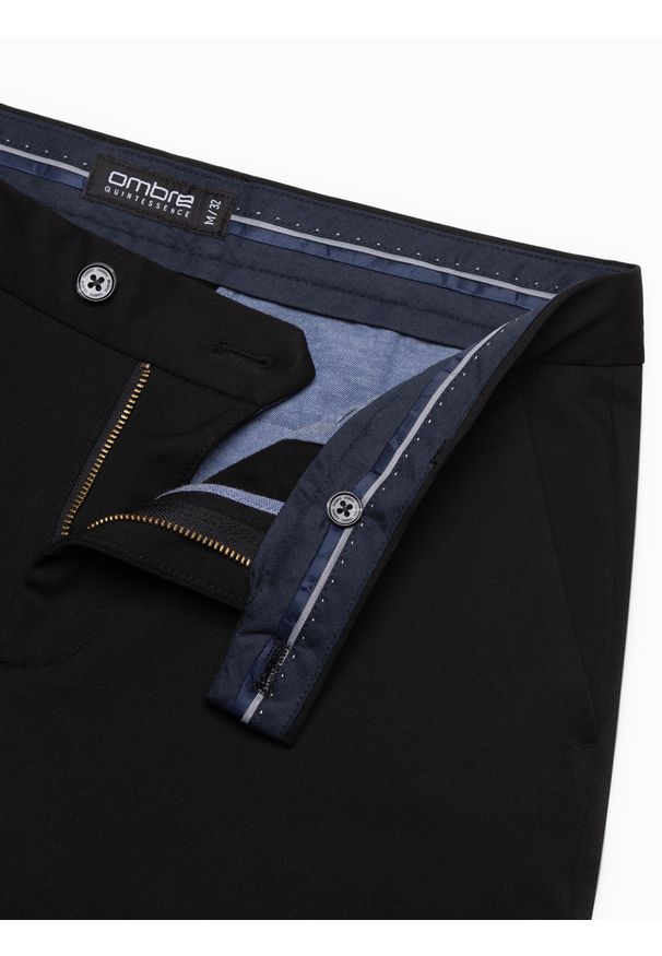 Ombre Clothing - Spodnie męskie eleganckie chino SLIM FIT - czarne V4 OM-PACP-0191 - XXL. Kolor: czarny. Materiał: poliester, materiał, wiskoza. Styl: elegancki