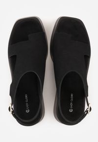 Born2be - Czarne Sandały na Platformie i Koturnie z Paskiem na Duży Palec Rodenos. Okazja: na co dzień. Zapięcie: pasek. Kolor: czarny. Materiał: len. Obcas: na koturnie. Styl: casual #4