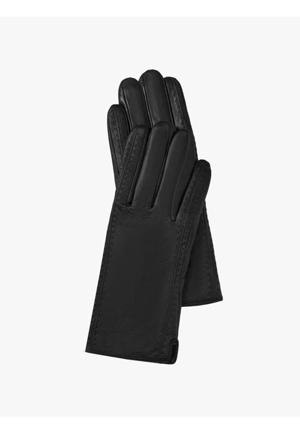 Ryłko - Damskie rękawiczki ocieplane. Kolor: czarny. Materiał: skóra, poliester. Styl: street