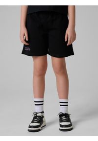 4f - 4F Spodenki dresowe dziewczęce - czarny 140 (9-10 lat). Kolor: czarny. Materiał: dresówka. Sezon: lato #2