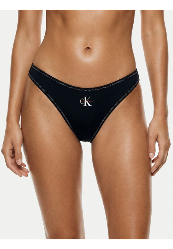 Calvin Klein Swimwear Dół od bikini LV00Q61226 Czarny. Kolor: czarny. Materiał: syntetyk