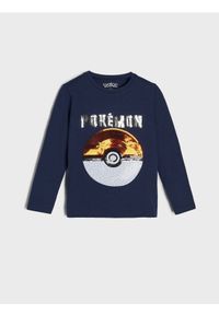 Sinsay - Koszulka z cekinami Pokémon - granatowy. Kolor: niebieski. Materiał: dzianina #1