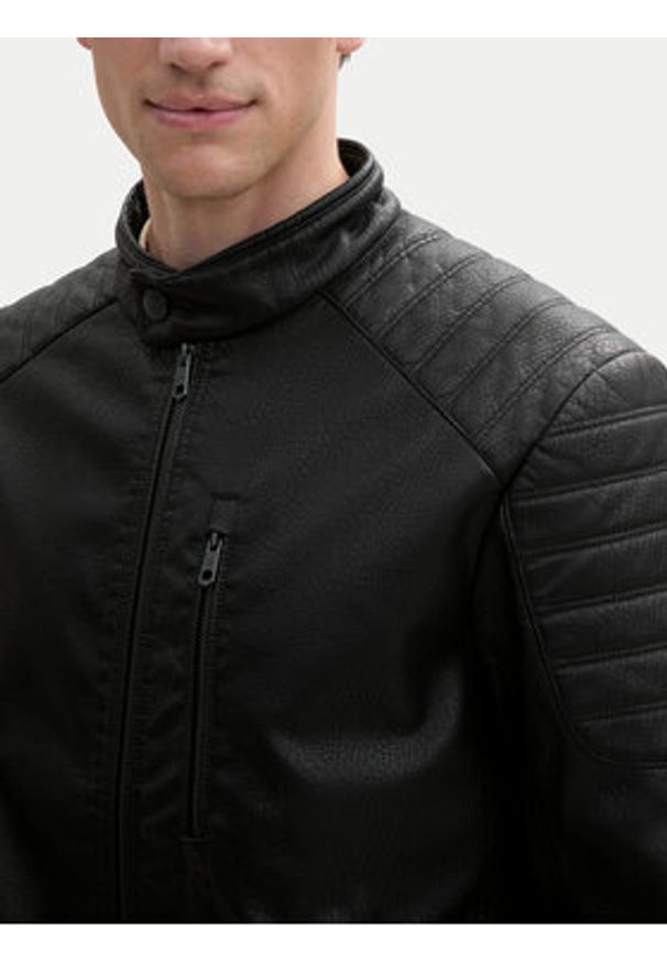Tom Tailor Kurtka z imitacji skóry 1044100 Czarny Regular Fit. Kolor: czarny. Materiał: skóra