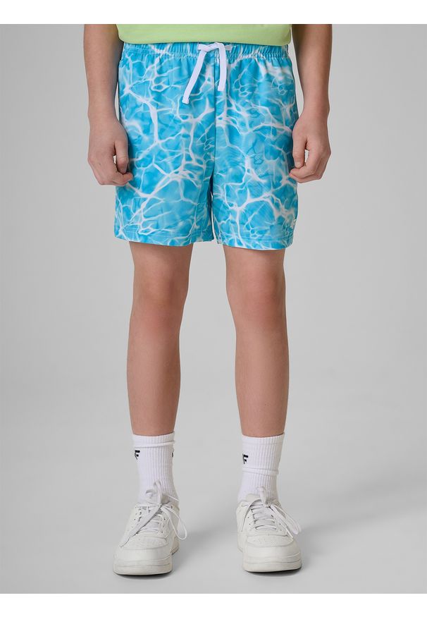 4f - 4F Spodenki plażowe boardshorty chłopięce - niebieskie 134/140 (8-10 lat). Kolor: niebieski. Materiał: włókno