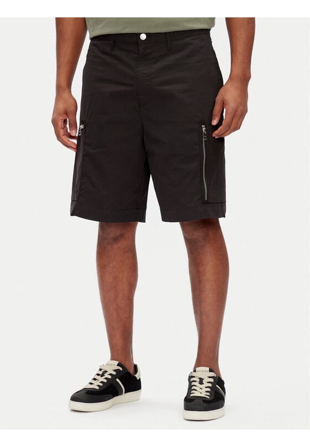 Michael Kors Szorty materiałowe CS5304THC2 Czarny Regular Fit. Kolor: czarny. Materiał: bawełna