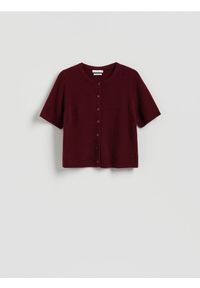 Reserved - Wełniany kardigan - bordowy. Kolor: czerwony. Materiał: wełna