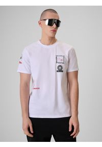 4f - 4F T-shirt regular z nadrukiem męski - biały S. Okazja: na co dzień. Kolor: biały. Materiał: dzianina, materiał, bawełna. Wzór: nadruk. Styl: casual, klasyczny #1
