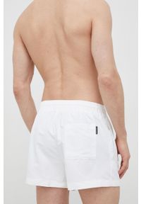 Calvin Klein szorty kąpielowe kolor biały. Kolor: biały. Materiał: tkanina, poliester, materiał. Wzór: nadruk #3