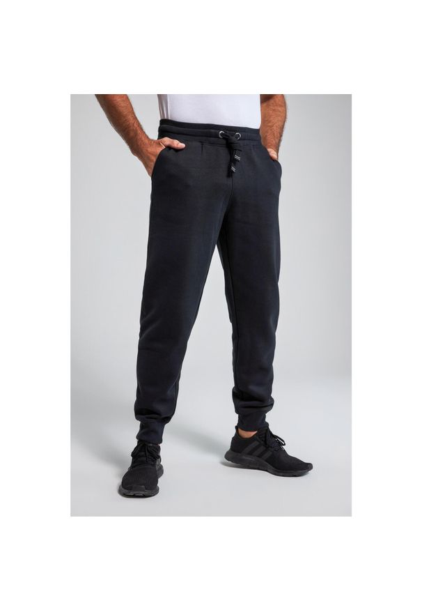 JAY-PI - Męskie Spodnie dresowe ściągane sznurkiem nowoczesny krój do roz. 8XL. Kolekcja: plus size. Kolor: czarny. Materiał: materiał, poliester, bawełna