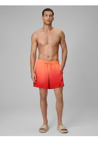 4f - 4F Spodenki plażowe boardshorty męskie - pomarańczowe M. Kolor: pomarańczowy. Materiał: skóra, materiał, tkanina #1