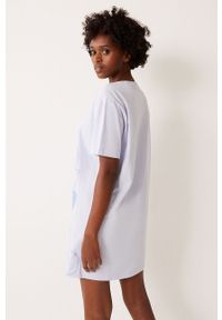 Undiz - Koszula nocna WHITEMARIZ. Kolor: biały. Materiał: bawełna, dzianina. Długość: krótkie. Wzór: nadruk #2