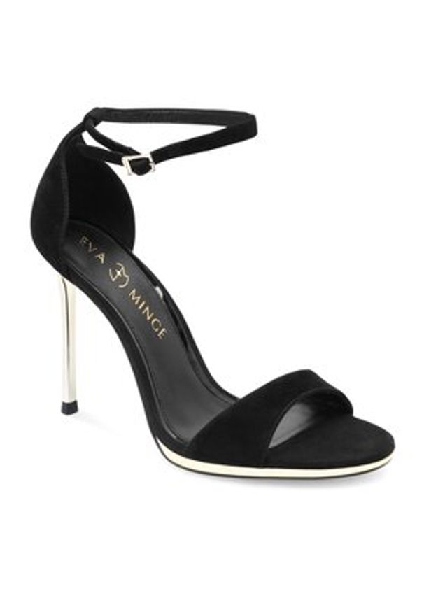 Eva Minge Sandały JEANNETTE-2513-1-1 Czarny. Kolor: czarny. Materiał: skóra, zamsz