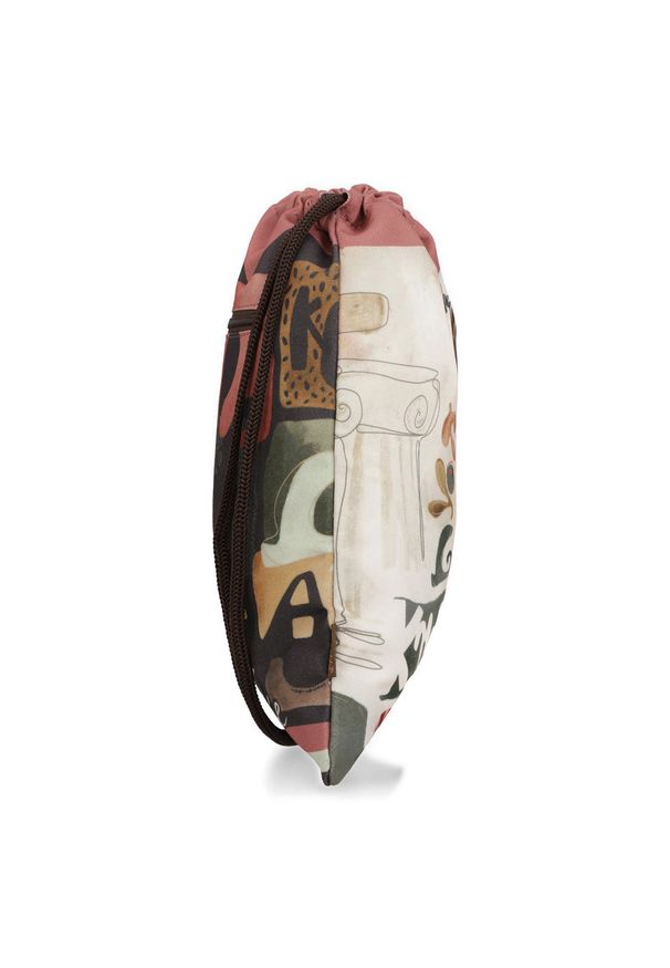 Worek damski Anekke, wykonany z lekkiego materiału tekstylnego z dekoracyjnym nadrukiem zamykany na ściągacz ze sznurkami, kolorowy, 42474-001. Wzór: kolorowy, nadruk. Styl: casual, elegancki