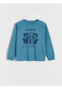 Reserved - Longsleeve Minecraft - granatowy. Kolor: niebieski. Materiał: dzianina, bawełna. Długość rękawa: długi rękaw