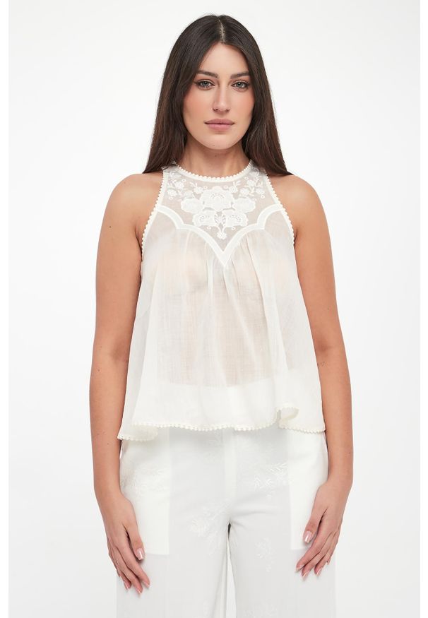 Twinset Milano - Top damski z haftem TWINSET. Wzór: haft