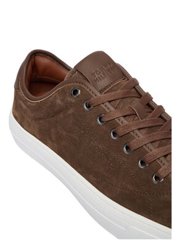 TOMMY HILFIGER - Tommy Hilfiger Sneakersy Premium Dress Leather Mix FM0FM05842 Brązowy. Kolor: brązowy. Materiał: zamsz, skóra