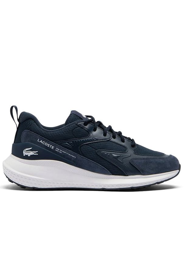 Buty męskie Lacoste L003 Evo 749SMA0105-092 - granatowe. Zapięcie: sznurówki. Kolor: niebieski. Materiał: materiał, syntetyk, guma. Szerokość cholewki: normalna