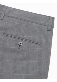 Ombre Clothing - Męskie spodnie o klasycznym kroju w delikatną kratę - szare V3. Kolor: szary. Materiał: wiskoza, poliester, materiał. Styl: klasyczny #9