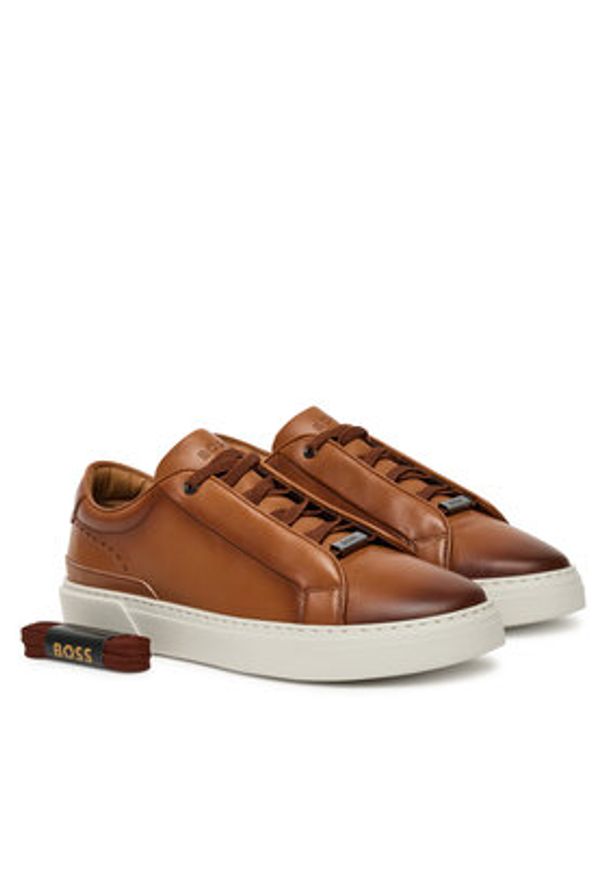BOSS Sneakersy Gary 50546855 Brązowy. Kolor: brązowy. Materiał: skóra