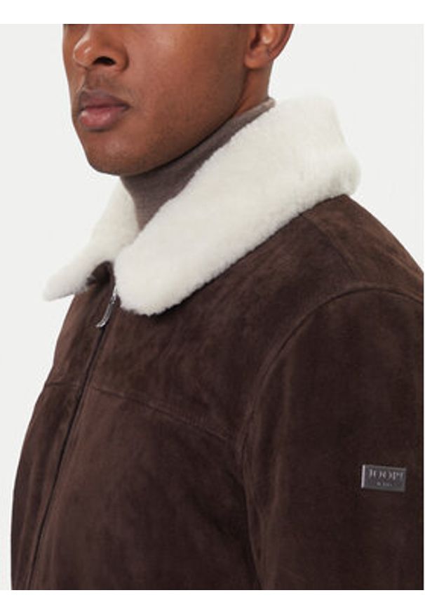 JOOP! Jeans Kurtka skórzana Byer 2620066 Brązowy Regular Fit. Kolor: brązowy. Materiał: skóra