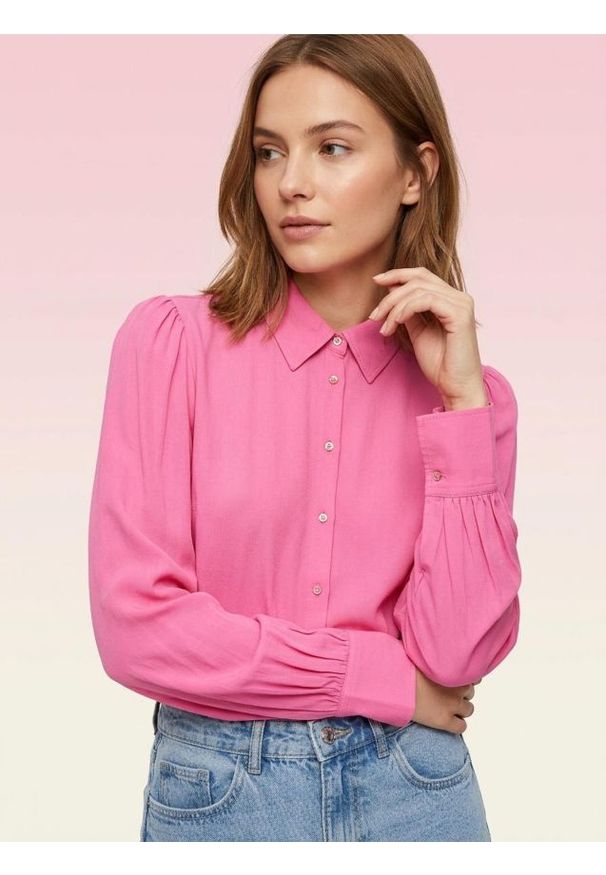Sinsay - Koszula z wiskozy - różowy. Kolor: różowy. Materiał: wiskoza