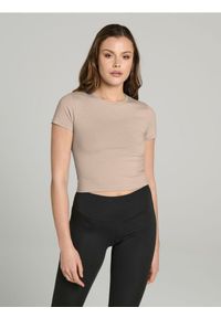 Sinsay - Koszulka crop top - kremowy. Kolor: kremowy