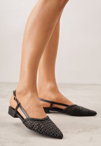 Born2be - Czarne Sandały Ozdobione Plecionką Melorah. Okazja: na co dzień. Zapięcie: sprzączka. Kolor: czarny. Materiał: jeans. Wzór: aplikacja. Styl: casual, elegancki #6