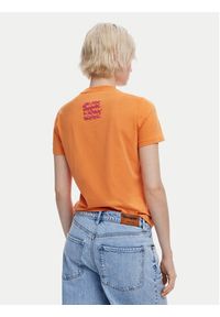 Desigual T-Shirt Botanical 25SWTK48 Pomarańczowy Slim Fit. Kolor: pomarańczowy. Materiał: bawełna