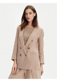 Marella Marynarka Alba 2413041065 Beżowy Regular Fit. Kolor: beżowy. Materiał: len