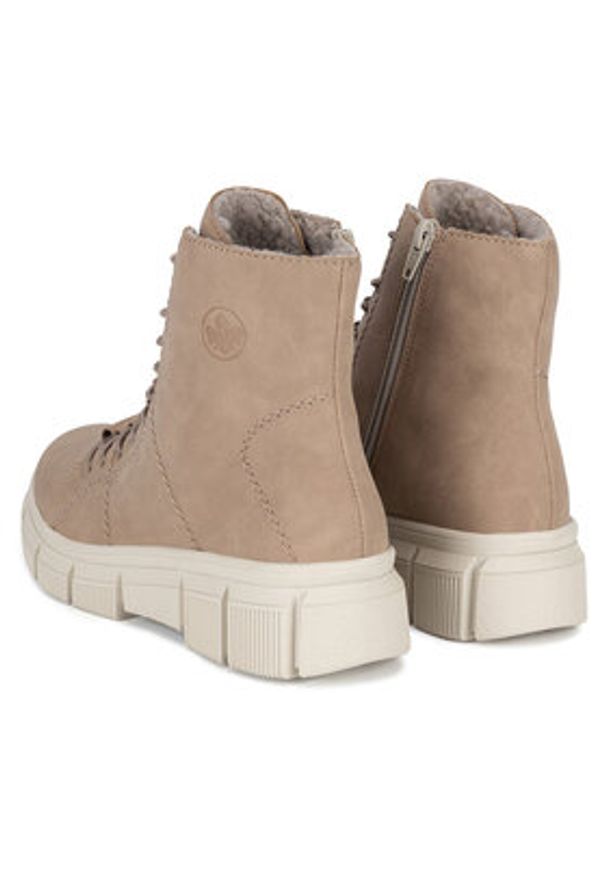 Rieker Trzewiki X3428-20 Beżowy. Kolor: beżowy. Materiał: materiał