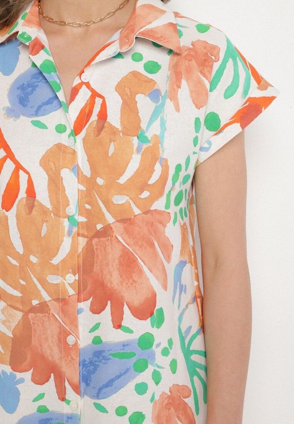 Born2be - Beżowa Bawełniana Sukienka o Koszulowym Kroju z Kieszeniami Middia. Okazja: na co dzień. Typ kołnierza: kołnierzyk klasyczny. Kolor: beżowy. Materiał: bawełna. Typ sukienki: koszulowe. Styl: casual, klasyczny, elegancki