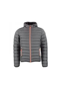 PEAK MOUNTAIN - Cienka kurtka z kapturem Peak Mountain. Typ kołnierza: kaptur. Kolor: szary. Materiał: puch. Sport: turystyka piesza #1