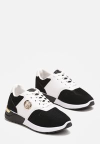 Renee - Czarno-Białe Sneakersy z Metaliczną Wstawką Almaide. Kolor: czarny. Wzór: aplikacja