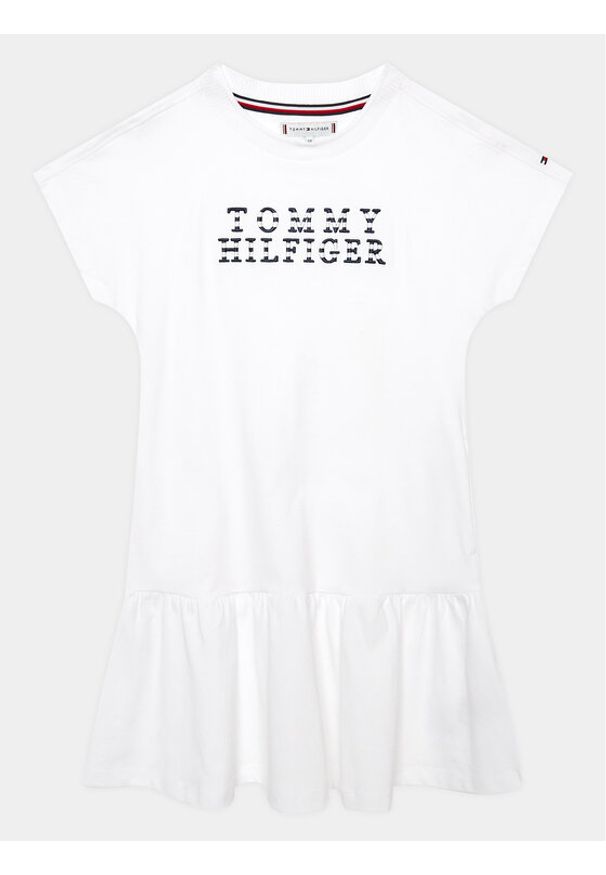 TOMMY HILFIGER - Tommy Hilfiger Sukienka codzienna KG0KG07187 D Biały Regular Fit. Okazja: na co dzień. Kolor: biały. Materiał: bawełna. Typ sukienki: proste. Styl: casual
