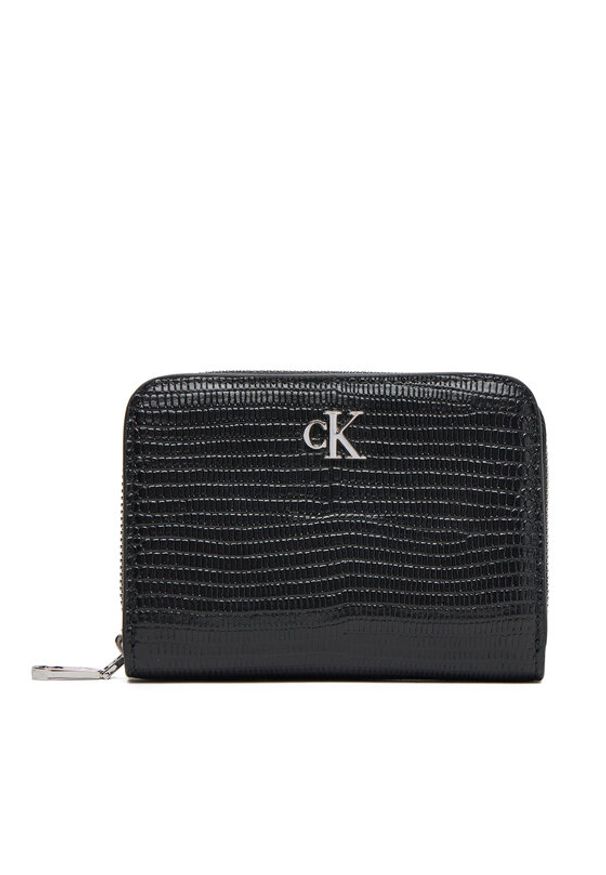 Calvin Klein Mały Portfel Damski Lizard Embossed Lthr Med Flap Zi LV04F1067G Czarny. Kolor: czarny. Materiał: skóra