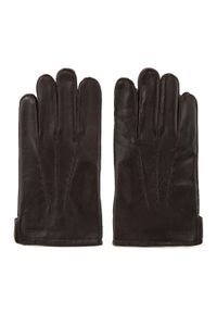 Wittchen - Ocieplane czarne rękawiczki męskie ze skóry naturalnej ciemny brąz. Kolor: brązowy. Materiał: skóra. Styl: klasyczny #2