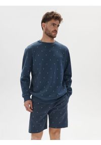 Sinsay - Bluza z nadrukiem - niebieski. Kolor: niebieski. Materiał: bawełna. Wzór: nadruk #1