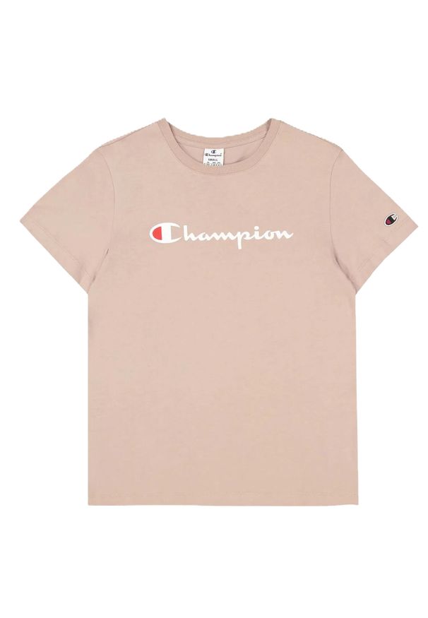 Champion - T-shirt Damski Z Bawełny Z Krótkim Rękawem. Kolor: różowy, beżowy, wielokolorowy, biały. Materiał: bawełna. Długość rękawa: krótki rękaw. Długość: krótkie. Sport: turystyka piesza