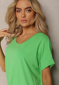 Renee - Zielona T-shirtowa Sukienka Pudełkowa z Elastycznej Bawełny Ellensa. Kolor: zielony. Materiał: bawełna. Styl: wakacyjny. Długość: mini #4