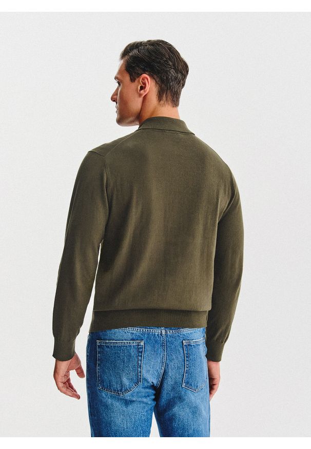 Pako Lorente - PAKO LORENTE - Bawełniany kardigan w kolorze zielonym. Okazja: na co dzień. Typ kołnierza: polo. Kolor: niebieski, zielony. Materiał: bawełna. Sezon: jesień. Styl: casual