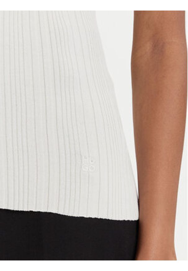 Hugo - HUGO Bluzka Sarepilk 50542597 Écru Slim Fit. Materiał: wiskoza