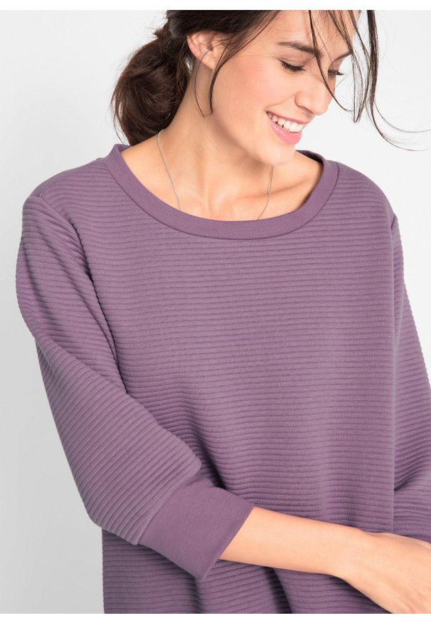 bonprix - Długa bluza dresowa z wiskozą. Kolor: fioletowy. Materiał: wiskoza, dresówka. Długość: długie