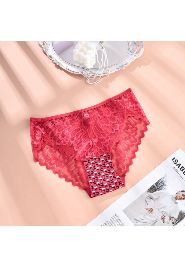 Intica - Figi z koronką klasyczny krój dla codziennej elegancji Erike. Kolor: czerwony. Materiał: koronka. Wzór: koronka