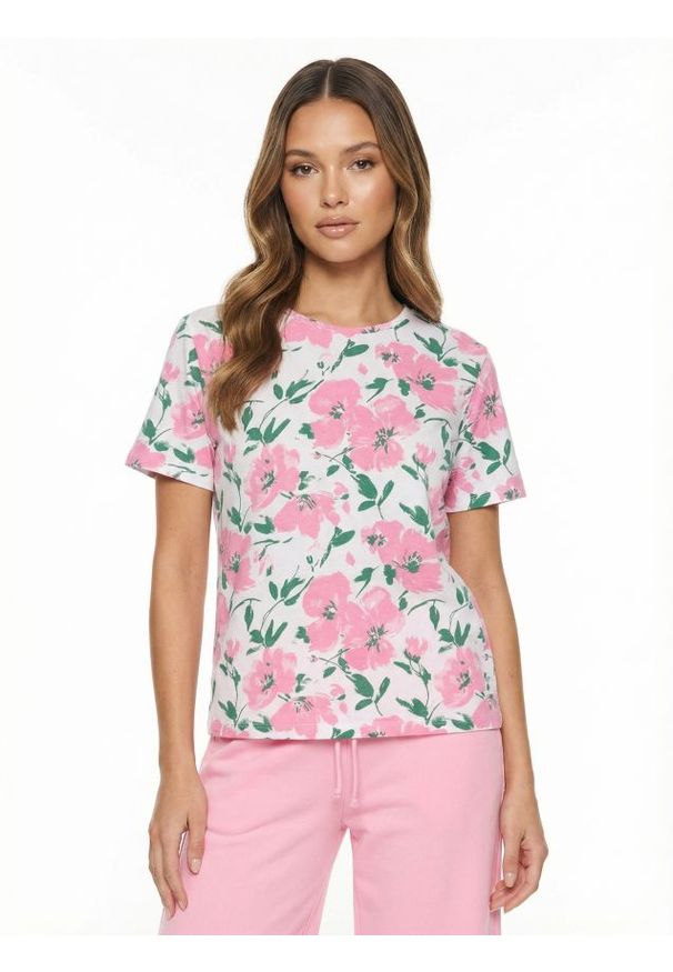 Sinsay - Bawełniana koszulka ze wzorem w kwiaty - Inny. Materiał: bawełna. Wzór: kwiaty