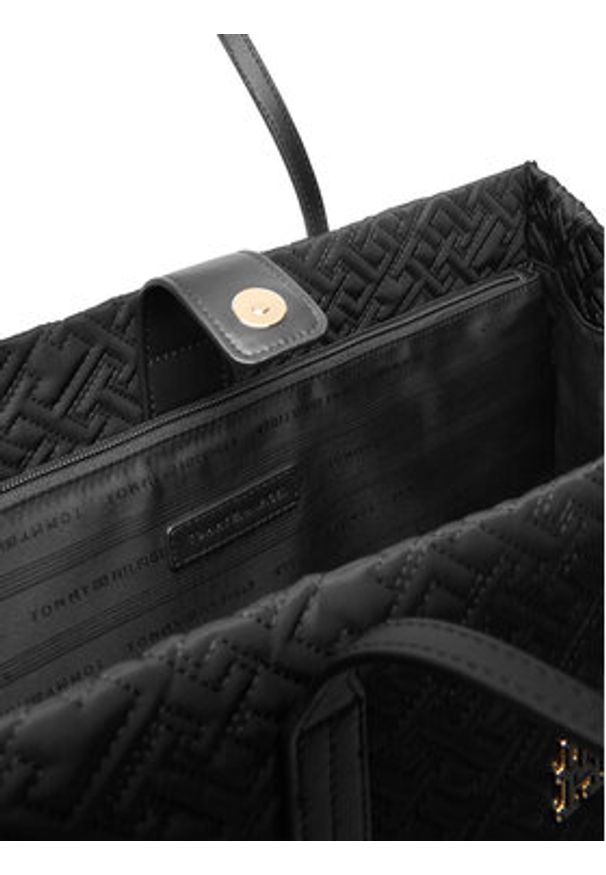 TOMMY HILFIGER - Tommy Hilfiger Torebka Th City Tote Mono Nylon AW0AW18163 Czarny. Kolor: czarny. Materiał: skórzane