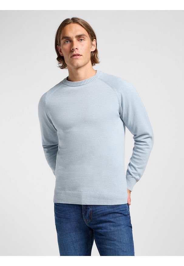 Lee - LEE MĘSKI SWETER LEE CLEAN RAGLAN SWEATER CONCRETE GRAY 112363891. Długość rękawa: raglanowy rękaw