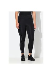 ULLA POPKEN - Damskie Legginsy sportowe kieszenie cargo materiał Powerstretch. Kolekcja: plus size. Kolor: czarny. Materiał: materiał, poliester, elastan